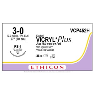 Ethicon Sutur Vicryl Plus 3-0 70 cm FS-1 VCP452H lilla 36stk