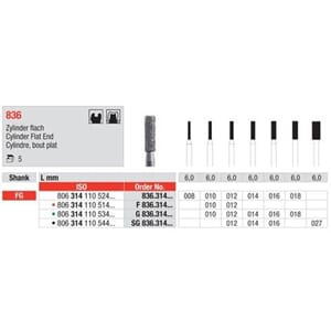 Edenta Diamantbor Sylinder FG 836.016, 5 Stk