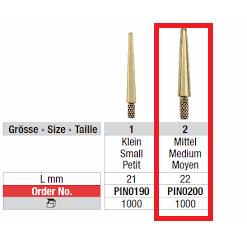Dowel Pins 0200 nr 2 medium L=22mm 1000 stk