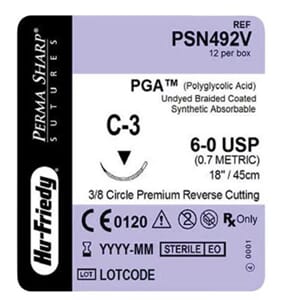 Hu-Friedy PGA Ufarget Vicryl 6-0 C-3 nål 45 cm 12 stk