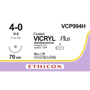 Ethicon Sutur Vicryl Plus 4-0 70 cm V5 lilla 36 stk VCP994H