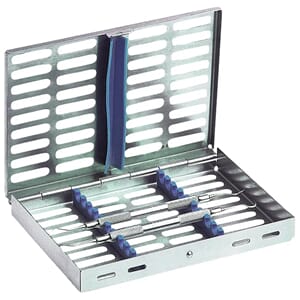 Instrument kassett med lokk til 10 instrumenter blå