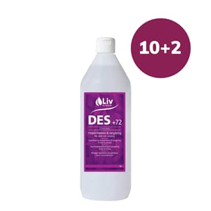 Liv Des+72 overflatedesinfeksjon 75% med tensid 10+2 flasker