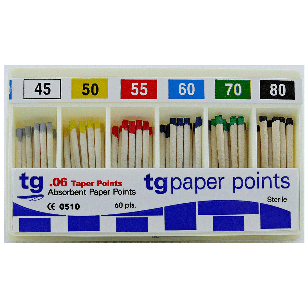 tg Paperpoints 60 stk Taper.04 45-80 Assortert - DENTALSPAR AS