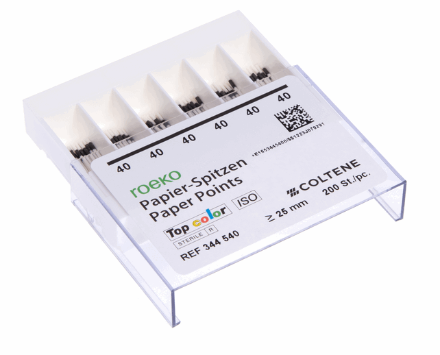 Paperpoints Topcolor ISO 40 steril 200 stk Svart - DENTALSPAR AS