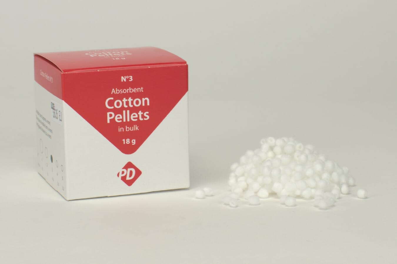 PD Cotton Pellets bomullspellets nr. 3 bulk 18 gram DENTALSPAR AS