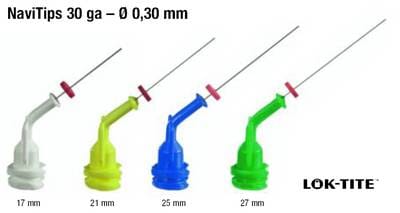 Navi Tips 25 mm 30G 20 stk Blå (LOK-TITE) - DENTALSPAR AS