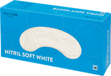 Soft Nitril hanske White pudderfri Plul. M 100 stk Hvit