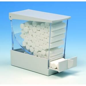 Bomullsrulldispenser hvit/klar plast
