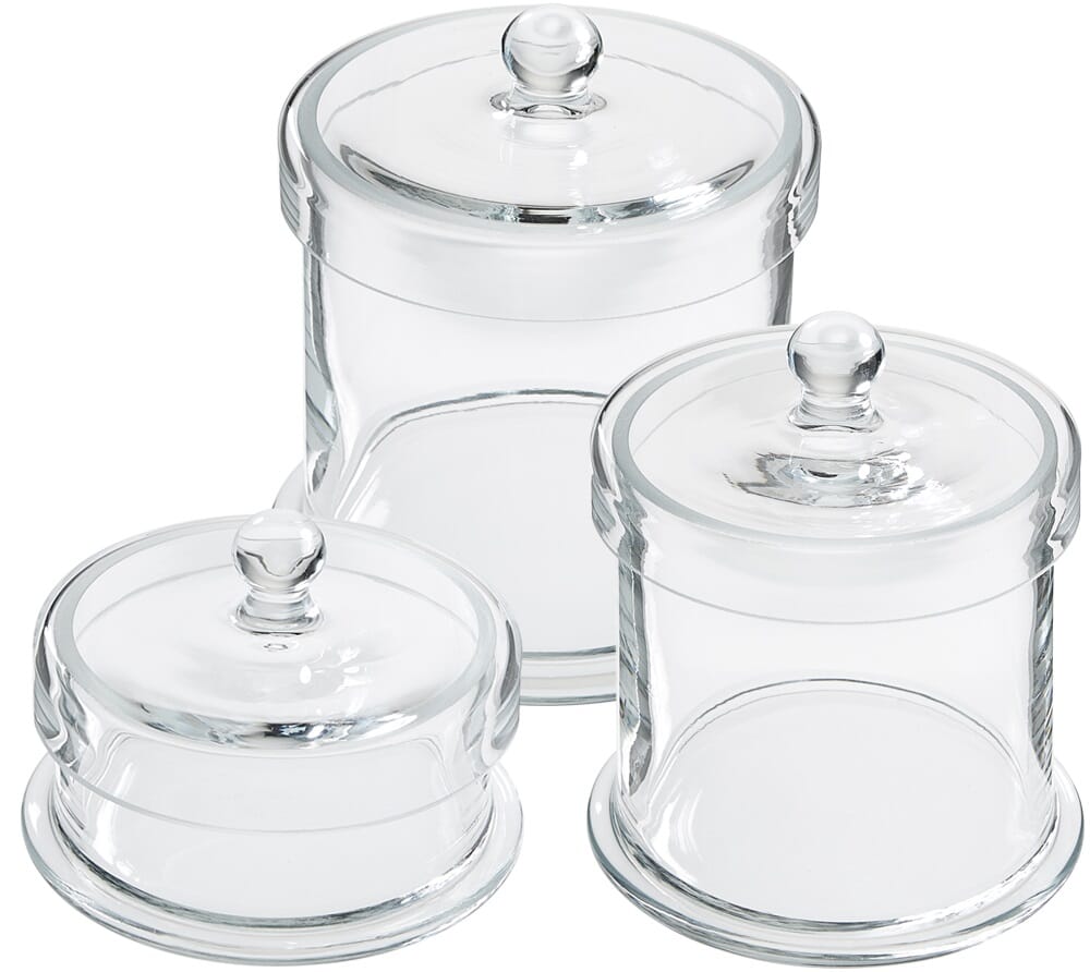 Glasskrukke med lokk 736 120x120mm DENTALSPAR AS