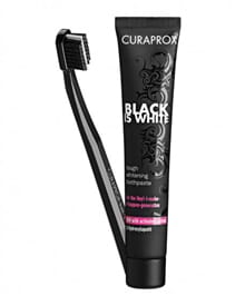 Curaprox Black is White tannkrem 90 ml + tannbørste 12 stk