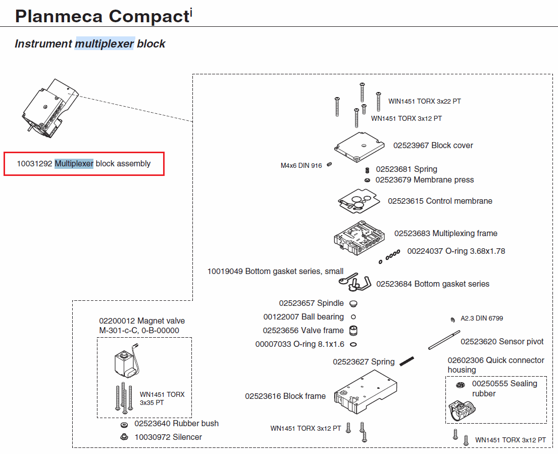Planmeca Multiplexer block assembly 10031292 DENTALSPAR AS