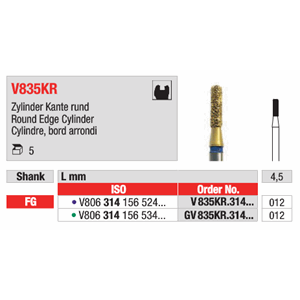 Diacut MLT sylinder rund ende FG 5 stk V835KR 012