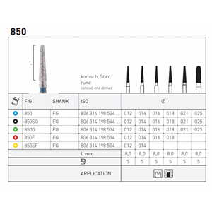 Diamant konisk rund FG 850 014 Blå 5 stk