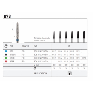Diamant torpedo konisk FG 878 016 Blå 5 stk