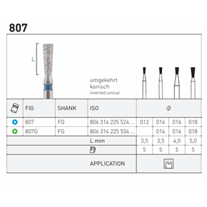 Diamant omvendt konisk FG 807 018 Blå 5 stk