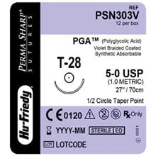 Perma-Sharp sutur PGA 5-0 PSN303V 12 stk