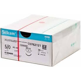 Silkam sutur silke svart DS16 5/0 45 cm 36 stk